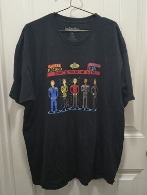 Star Trek Choose Your Captain Picard Kirk 8-Bit Pixel WeLoveFine T-Shirt 2XL